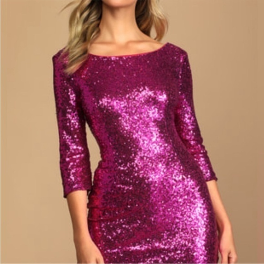 New ▶️ Lulu’s ◀️ Sequin Pink Mini Dress Small